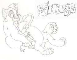 anus disney feline female female_feral feral fur furry furry_only kiara kovu lion male mammal monochrome penis pussy sinner_(artist) straight the_lion_king the_lion_king_ii:_simba's_pride