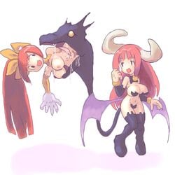 5_fingers cat_ears cat_girl cat_humanoid disgaea female female_only female_pred female_prey hammerspace_vore looking_at_another nekomata_(disgaea) nipples ponytail saliva same_size_vore succubus succubus_(disgaea) succubus_costume succubus_horns swallowed swallowed_whole swallowing swallowing_bulge tagme tail_vore vore