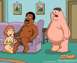 cleveland_brown dark-skinned_male dark_skin family_guy female human interracial jichael lois_griffin male peter_griffin straight