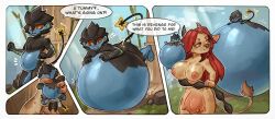 2024 animal_humanoid anthro belly big_belly black_hair blacksisters blue_body bovid bovid_humanoid bovine bovine_humanoid breasts cattle_humanoid doll duo female generation_4_pokemon genitals hair hi_res huge_belly humanoid hyper hyper_inflation inflation luxray male mammal mammal_humanoid nintendo nude nude_female nude_male outside penis pokemon pokemon_(species) red_hair red_sclera speech_bubble teats text udders