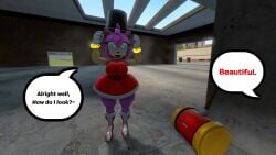 100acrew 1girl 2025 amy_rose anthro ass bucket_helmet bucket_on_head chum_bucket chum_bucket_bucket_helmet curious dialogue female grabbing grabbing_object hammer hedgehog hedgehog_girl inside_building looking_up mobian mobian_(species) piko_piko_hammer pink_body pink_hair red_dress sega sfm sonic_(series) sonic_the_hedgehog_(series) source_filmmaker speech_bubble standing