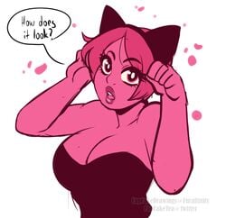 big_breasts breasts cat_pose cleavage cupcake992 deity european_mythology goddess greek_mythology lore_olympus mythology persephone persephone_(lore_olympus) pink_body pink_eyes pink_hair pink_skin public_domain webtoon