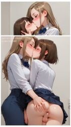 2futas after_anal after_sex age_difference ai_generated bathroom big_breasts breasts brown_hair charv classroom futa_on_futa futa_only futadom futanari intersex long_hair penis short_hair sitting sitting_on_penis student_and_teacher teacher_and_student toilet