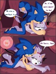 3:4 ahe_gao anthro bed blaze_the_cat blue_body blue_fur bodily_fluids breast_grab breasts cum cum_inside cunnilingus dialogue duo english_text female from_behind_position fur furniture genital_fluids genitals hand_on_breast hi_res ichigo980968541 impregnation licking looking_at_another looking_pleasured male male/female moan nipples nude oral ovum paws penetration penile penile_penetration penis penis_lick purple_body purple_fur sega sex sonic_the_hedgehog sonic_the_hedgehog_(series) sperm_cell text tongue vaginal_penetration vulva