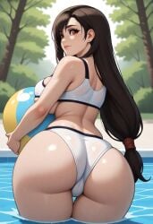 ai_generated ball curvy curvy_figure looking_at_viewer looking_back mature mature_female milf mommy mother mother needmymommy older_female pool swimsuit tifa_lockhart
