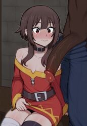 1boy 1girls ai_generated big_penis dark-skinned_male dark_skin kono_subarashii_sekai_ni_shukufuku_wo! light-skinned_female light_skin megumin