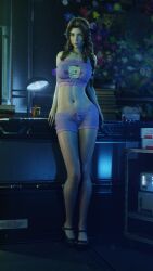 aerith_gainsborough final_fantasy final_fantasy_vii pajamas