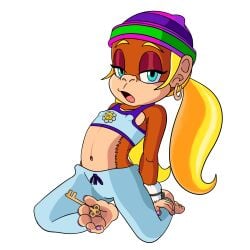 1:1 anthro ape blue_eyes bondage bondage bound chimpanzee cuff_(restraint) donkey_kong_(series) ear_piercing ear_ring female flat_chested handcuffed handcuffs haplorhine hi_res key kong mammal metal_cuffs nintendo nintyfresh nipple_outline pan_(genus) photo_background photography_(artwork) piercing primate restraints ring_piercing solo tiny_kong twintails_(hairstyle)