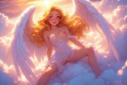 ai_generated clouds female_angel heaven pink white