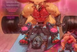 2025 anal anal_sex anthro anthro_on_anthro anthro_penetrated anthro_penetrating anthro_penetrating_anthro areola ass avian backsack ball_size_difference balls barazoku barbell bareback beak belly bench biceps big_balls big_butt big_dom_small_sub big_muscles big_penis bodily_fluids claws clothing crouching cutaway daddy_kink deltoids dialogue digit_ring dominant drooling duo ear_piercing ear_ring english_text erection exercise eyebrows facial_piercing feathers felid finger_ring footwear frenum_ladder frenum_piercing from_front_position fur genital_piercing genitals glans gryphon gym hair hi_res huge_muscles humanoid_genitalia humanoid_penis inside jewelry killioma ladder_piercing lion looking_pleasured lying male male/male male_penetrated male_penetrating male_penetrating_male mammal mane manly musclegut muscles muscular muscular_anthro muscular_male mythological_avian mythological_creature mythology narrowed_eyes navel necklace nipple_piercing nipple_ring nipples nose_piercing nude on_back one_eye_closed onomatopoeia open_mouth open_smile pantherine pecs penetration penile penile_penetration penis penis_in_ass penis_piercing penis_size_difference piercing profanity ring_(jewelry) ring_piercing saggy_balls saliva sex sexercise shoes signature size_difference smaller_penetrated smile sound_effects spread_legs spreading sweat teeth text thick_arms thick_penis thick_thighs thrusting toeless_footwear toeless_shoes tongue tongue_out tuft uneven_balls weight_bench weightlifting workout