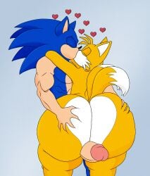 bottom_heavy_femboy furry furry_only gay grabbing_ass huge_ass huge_cock kissing mkkstt8 sonic_(series) sonic_the_hedgehog tails tails_the_fox
