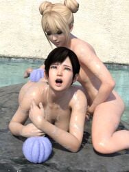 2girls 3d bath bathing bathing_together bathroom_sex blonde_female blonde_hair brown_eyes brown_hair brunette_hair catfight completely_nude completely_nude_female dead_or_alive female foam full_body kneeling kokoro_(doa) lesbian_sex marie_rose naked nude nude_female outdoors play_fight play_fighting red_eyes sexfight soap soap_bar soap_bubbles soapy tamaranchi tamaranchi_3d washing_another wrestling yuri