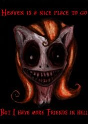 absurd_res anthro bilemirth charcoal_(artwork) creepy equid equine fan_character female friendship_is_magic grin hasbro heaven hell hi_res horse mammal my_little_pony nightmare_fuel pony portrait smile solo teeth text toilet_paper tooth_removal traditional_media_(artwork) unhappy893