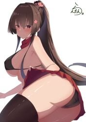 1girls ass ass ass_cleavage back big_breasts bikini bikini_bottom bikini_top blush blush_face blushing_female breasts brown_eyebrows brown_hair brown_hair_female busty busty_female busty_girl butt_crack elbows female female_focus female_only fingers flower flower_hair_ornament flower_in_hair flower_on_head groin hair_between_eyes hair_ornament high_resolution highres huge_breasts kantai_collection lanthan large_breasts lean_figure leggings legwear long_hair looking_at_viewer looking_sideways looking_to_the_side midriff narrow_waist nipple_bulge over-kneehighs panchira plump_breasts ponytail red_eyes red_eyes_female shoulders sideboob simple_background skirt slender_body slender_waist slim_waist solo stockings string_bikini swimsuit swimwear thick_thighs thigh_highs thighhighs thighs upper_body upskirt very_long_hair white_background yamato_(kantai_collection)