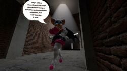 100acrew 1girl 2025 anthro ass bat_girl breasts chestplate dialogue female female_only hand_on_hip heels looking_around mobian mobian_(species) rouge_the_bat sega sfm sonic_(series) sonic_the_hedgehog_(series) source_filmmaker speech_bubble walking white_hair