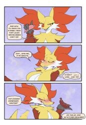 absurd_res anthro big_breasts blush bodily_fluids border breasts closed_eyes delphox drooling english_text eyelashes female food fur generation_6_pokemon genital_fluids half-closed_eyes hi_res looking_at_viewer looking_pleasured master meat narrowed_eyes nintendo open_mouth orange_eyes orange_nose parabellux pokemon pokemon_(species) red_body red_fur saliva sausage sharp_teeth solo tail tail_motion tailwag teeth text vaginal_fluids white_body white_border white_fur yellow_body yellow_fur