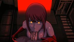 1boy 1girls animated animated_image armwear big_breasts big_penis blowjob breasts captured chains chainsaw_man clothing collar deepthroat defeated denji_(chainsaw_man) elbow_gloves female femdom gif gloves leash looking_at_viewer makima_(chainsaw_man) male male/female male_pov mind_control no_bra nowajoestar oral penis petplay pov_blowjob pov_eye_contact red_gloves red_hair sex short_playtime straight unusual_anatomy unusual_eyes unusual_pupils yellow_eyes