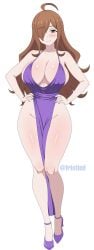 ass big_ass big_breasts big_butt big_thighs big_titties breasts brown_hair clothing curvaceous curvaceous_female curvaceous_figure curvy curvy_figure curvy_hips dress female female_focus female_only frixtied kono_subarashii_sekai_ni_shukufuku_wo! long_hair looking_at_viewer wiz_(konosuba)