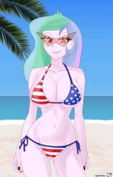 1milf 2025 4th_of_july american_flag_bikini beach big_breasts bikini bikini_bottom bikini_top busty curvy curvy_body curvy_female deviantart equestria_girls female female_only glasses huge_breasts human kamina_shades looking_at_viewer mature_female milf multicolored_hair my_little_pony no_ai pink_body principal principal_celestia sarahthefox97 smile smiling solo two-piece_swimsuit