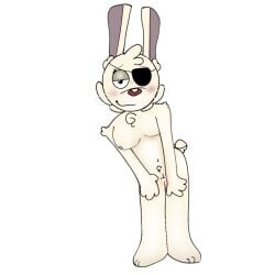 bent_over breasts bunny_(piggy) eyepatch piggy_(game) pussy pussy_juice smile