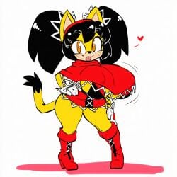 ai_generated clothed honey_the_cat huge_breasts miniskirt mocking poncho small_waist standing thick_thighs tounge_out wide_hips