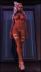 1girls 3d ahsoka_tano alien breasts female foab30 nipples nude orange_skin pussy solo star_wars togruta