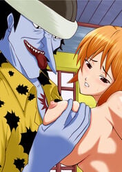 arlong artist_request bad_end breast_grab female interspecies large_breasts male nami one_piece