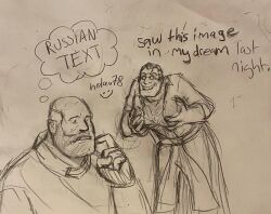 evil_smile grabbing_own_breast heavy_weapons_guy male_only medic_(team_fortress_2) older_male self_upload sketch tagme team_fortress_2 traditional_art