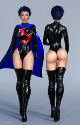 1girls 3d ass back_view big_ass big_breasts black_heels black_high_heels black_leotard black_thighhighs blue_cape blue_eyes blue_hair boots breasts busty cameltoe cape cir-el curvaceous curvy dat_ass dc dc_comics erect_nipples erect_nipples_under_clothes eyeshadow female female_only from_behind front_view heels high_heel_boots high_heels human kryptonian large_breasts leather_boots leotard lipstick makeup mascara nipple_bulge nipples pinup pussy short_hair signature solo standing superheroine superman_(series) surprised thick_ass thigh_boots thigh_high_boots thighhigh_boots thighhighs thighs tiangtam voluptuous vulva walking