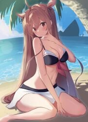 1girls ahoge animal_ears antenna_hair bare_arms bare_belly bare_calves bare_chest bare_hands bare_knees bare_legs bare_midriff bare_navel bare_shoulders bare_skin bare_thighs barefoot beach belly belly_button bikini bikini_bottom bikini_only bikini_top blue_sky blush blushing_female breasts brown_eyebrows brown_eyes brown_eyes_female brown_hair brown_hair_female calves cleavage clouds coast collarbone curvaceous curvaceous_body curvaceous_female curvaceous_figure curvaceous_hips curvy curvy_body curvy_female curvy_figure curvy_hips day daylight daytime elbows exposed_arms exposed_belly exposed_chest exposed_legs exposed_midriff exposed_navel exposed_shoulders exposed_skin exposed_thighs feet female female_focus female_only fingers full_body groin hair_between_eyes hair_tie halterneck head_tilt high_resolution highres horizon hourglass_figure kantai_collection knees lanthan large_breasts lean_figure legs long_hair looking_at_viewer midriff murasame_(kantai_collection) narrow_waist navel ocean outdoor outdoors outside sand sea seaside shoulders sitting sitting_on_floor sitting_on_ground sitting_on_knees sky slender_body slender_waist slim_waist solo string_bikini swimsuit swimwear thick_thighs thighs tilted_head white_bikini white_bikini_bottom white_bikini_top white_string_bikini white_swimsuit white_swimwear wide_hips