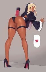 abel abel_(artist) against_surface angel balls big_ass blonde_hair brown_skin butt cute_butt cute_expression cute_face cute_male femboy green_eyes heat high_heels long_hair love matemi medium_penis nurse nurse_uniform offering offering_self offering_sex offering_to_viewer path_to_finem_dei_world penis perky perky_ass smile smiling smiling_at_viewer tan_body tan_skin