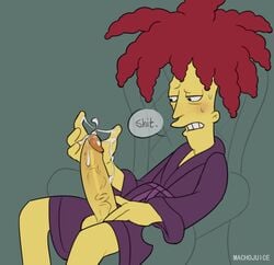 clothed clothed_male clothing cum cumshot dialogue ejaculation erect_penis erection machojuice male male_only masturbation penis robert_terwilliger sideshow_bob solo solo_focus solo_male swear the_simpsons