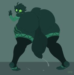 2d_animation ahoge alien animated anus_peek ass ass_clapping backsack ball_slap balls big_balls big_butt big_penis black_body black_fur black_skin bodily_fluids bottom_heavy bouncing_balls bubble_butt carne_(welwraith) claws clothing femboy finger_claws foreskin frame_by_frame freckled_face freckles fur genital_fluids genitals green_eyes green_markings green_sclera hair hi_res huge_balls huge_butt huge_cock humanoid hyper indynd leaking_precum leaning_against_wall legwear looking_at_viewer male markings nyctilian penis precum rear_view short_playtime slap solo sweater tail tail_tuft thigh_highs toe_claws topwear tuft twerking uncircumcised voluptuous_male