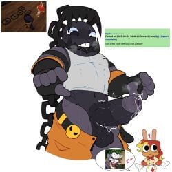 bara big_muscles big_penis cody_(dandy's_world_modded) crazy_eyes dandy's_world dandy's_world_modded male muscles nugget_(dandy's_world_modded) penis