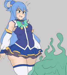 1girls ambiguous_gender aqua_(konosuba) ass big_ass blue_hair breasts female female_only huge_ass kono_subarashii_sekai_ni_shukufuku_wo! larger_female long_hair size_difference slime source_request yesevilberry