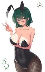 1girls arm_under_breasts bare_arms bare_chest bare_hands bare_shoulders bare_skin belly belly_button big_breasts black_bunny_ears black_bunnysuit black_hairband black_legwear black_leotard black_pantyhose black_stockings black_topwear blush blush_face blushing_at_viewer blushing_female breasts bunny_ears bunnysuit busty busty_female busty_girl cleavage collarbone curvaceous curvaceous_body curvaceous_female curvaceous_figure curvaceous_hips curvy curvy_body curvy_female curvy_figure curvy_hips elbows exposed_arms exposed_chest exposed_shoulders exposed_skin eyebrows_visible_through_hair female female_focus female_only fingers fishnet_legwear fishnet_pantyhose fishnet_stockings glasses glasses_on_face glasses_on_head green_eyes green_eyes_female green_hair green_hair_female groin hair_between_eyes hairband head_tilt high_resolution highres hourglass_figure lanthan large_breasts lean_figure legwear leotard looking_at_viewer medium_hair midriff narrow_waist navel original original_art original_artwork original_character pantyhose plump_breasts shoulders simple_background slender_body slender_waist slim_waist solo standing stockings thick_thighs thighs tilted_head topwear upper_body white_background wide_hips