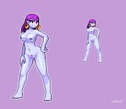 1girls barefoot blue_skin breasts completely_nude completely_nude_female female female_only full_body naked naked_female nipples noscium nude nude_female pirate pixel pixel_art purple_hair pussy risky_boots shantae smooth_skin solo solo_female