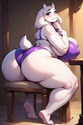1girls ai_assisted ai_generated barefoot big_ass big_breasts big_butt bikini chair deltarune feet female furry hyper_ass perchance_ai pudgy_belly purple_clothing sitting sitting_on_chair tail thick_ass thick_thighs toriel undertale