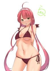 1girls ahoge antenna_hair bare_arms bare_belly bare_chest bare_hands bare_hips bare_legs bare_midriff bare_navel bare_shoulders bare_skin bare_thighs belly belly_button bikini bikini_bottom bikini_only bikini_top breasts collarbone curvaceous curvaceous_body curvaceous_female curvaceous_figure curvaceous_hips curvy curvy_body curvy_female curvy_figure curvy_hips exposed_arms exposed_belly exposed_chest exposed_hips exposed_legs exposed_midriff exposed_navel exposed_shoulders exposed_skin exposed_thighs female female_focus female_only fingers groin halterneck high_resolution highres hourglass_figure kantai_collection kawakaze_(kantai_collection) lanthan lean_figure long_hair looking_at_viewer looking_down looking_down_at_viewer medium_breasts midriff narrow_waist navel open_mouth parted_lips pink_eyebrows pink_hair pink_hair_female red_bikini red_bikini_bottom red_bikini_top red_string_bikini red_swimsuit red_swimwear shoulders side-tie_bikini simple_background slender_body slender_waist slim_waist solo standing string_bikini swimsuit swimwear thick_thighs thighs twintails twintails_(hairstyle) upper_body very_long_hair white_background wide_hips yellow_eyes yellow_eyes_female