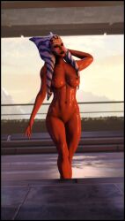 1girls 3d ahsoka_tano alien breasts female foab30 nipples nude orange_skin pussy solo star_wars togruta