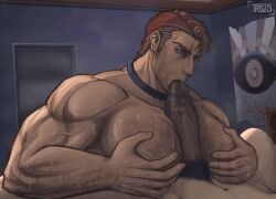 2boys abime abime_series animated animated bara big_cock big_penis blowjob blue_eyes body_hair chest chest_hair cock collar dick dripping_penis facial_hair fellatio frown frown_eyebrows frowning gay hairy_arms hairy_chest hairy_male holding_breast huge_pecs human human_only hunk large_breasts large_pectorals legs loop looping_animation male/male male_boobs male_breasts man_tits middle_aged middle_aged_male muscular muscular_male only_male orange_hair pecs penis pubes ray_(head_as_code) red_hair thick_arms thick_eyebrows treus vein veins veiny veiny_muscles veiny_penis yaoi