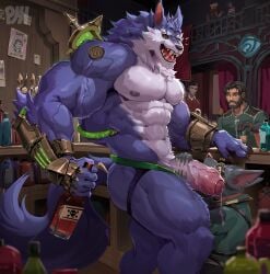 abs absurd_res anthro arcane_(tv_series) biceps big_penis canid canine canis ekko_(lol) fangs foreskin fur genitals group hi_res human jinx_(lol) league_of_legends male mammal murid murine muscular muscular_anthro muscular_male nipples pecs penis physen precum rat riot_games rodent silco_(arcane) tail teeth tencent thick_penis twitch_(lol) vander_(arcane) vein veiny_muscles veiny_penis warwick wolf