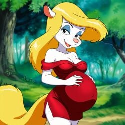 ai_generated animaniacs anthro blonde_hair furry minerva_mink pregnant pregnant_female
