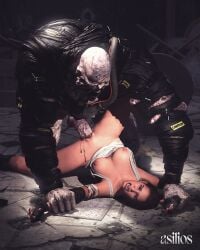 3d asilios blood blood_drip breasts brown_hair crying crying_with_eyes_open dominant female female_human female_penetrated forced game_over_rape grey_skin heroine huge_cock jill_valentine jill_valentine_(sasha_zotova) male monster monster_cock monster_rape nemesis nemesis_(resident_evil) painful penis pinned pinned_down pussy rape raped raped_by_monster resident_evil resident_evil_3 resident_evil_3_remake screaming spread_legs stretched_pussy stretching terror tits_out too_big vaginal_penetration vaginal_sex