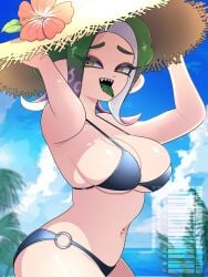 bikini breasts female large_breasts octoling octoling_girl splatoon splatoon_(series) tagme tentacle_hair watamo2920
