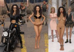 1boy 3d 3girls ball_gag bondage bound_ankles bra female full_body gag getyourclothesoff gun male motorcycle multiple_girls nude nude_female on/off original panties sequence shotgun sunglasses tinted_eyewear underwear weapon
