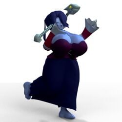 3d 3d_(artwork) big_breasts blender closed_eyes dress dressed foot_up hand_on_breast hand_up huge_breasts leviathan_(skullgirls) opera singing skullgirls squigly stitched_mouth thatonefoxy thick thick_thighs voluptuous