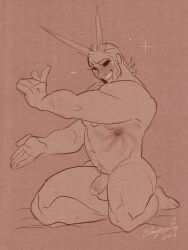 all_might buff male penis posing_for_the_viewer scar sketch