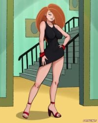 1girls big_ass big_breasts big_butt big_nipples big_thighs big_titties breasts clothing curvaceous curvaceous_female curvaceous_figure curvy curvy_figure curvy_hips dress female female_focus female_only kim_possible kimberly_ann_possible long_hair looking_at_viewer naked orange_hair ryuujinart solo solo_female