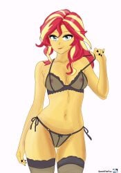 1girls 5_fingers areolae black_nails breasts_visible_through_clothing deviantart_link equestria_girls female female_only lingerie my_little_pony nipples nipples_visible_through_bra no_ai red_and_yellow_hair sarahthefox97 side-tie_panties smile solo sunset_shimmer western_cartoon white_background yellow_body yellow_skin